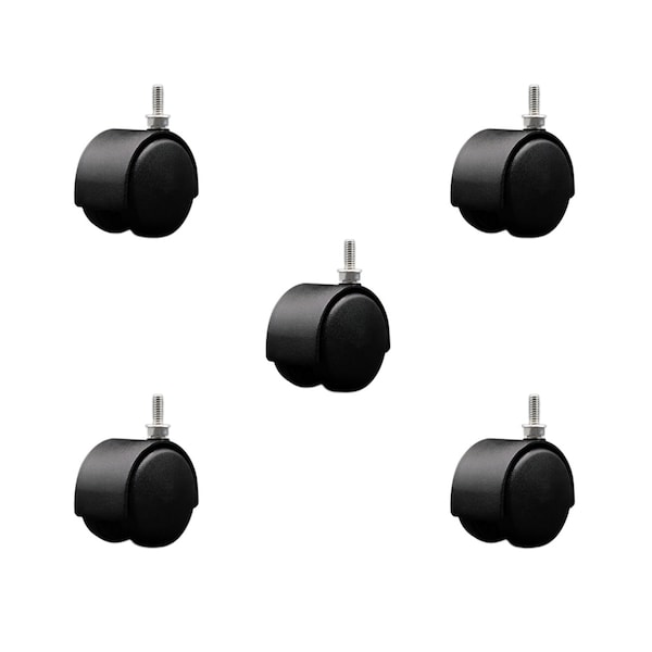 Service Caster 2'' Black Metal Hood Twin Wheel Caster Nylon Wheels 1/4 Thread Stem, 5PK SCC-TS02S50D-NYS-FB-142058-5 - main